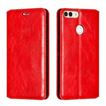 Retro Slim Magnetic Crazy Horse PU Leather Wallet Case for Huawei P Smart(Enjoy 7S) - Red