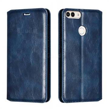 Retro Slim Magnetic Crazy Horse PU Leather Wallet Case for Huawei P Smart(Enjoy 7S) - Blue