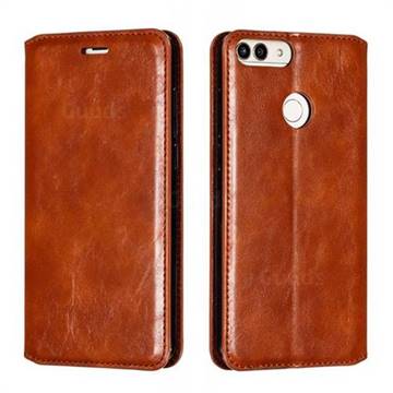 Retro Slim Magnetic Crazy Horse PU Leather Wallet Case for Huawei P Smart(Enjoy 7S) - Brown