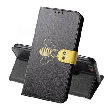 Silk Texture Bee Pattern Leather Phone Case for Huawei P Smart(Enjoy 7S) - Black