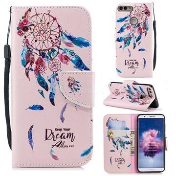 Dream Wind Chimes Leather Wallet Case for Huawei P Smart(Enjoy 7S)