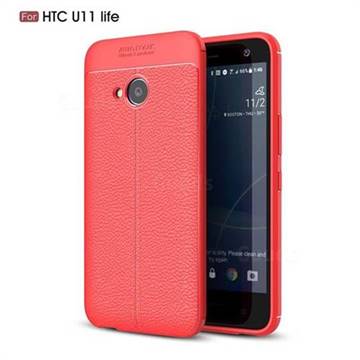 Luxury Auto Focus Litchi Texture Silicone TPU Back Cover for HTC U11 Life - Red