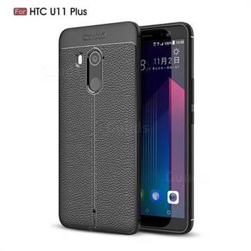 Luxury Auto Focus Litchi Texture Silicone TPU Back Cover for HTC U11+(U11 Plus) - Black