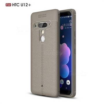Luxury Auto Focus Litchi Texture Silicone TPU Back Cover for HTC U12+ - Gray
