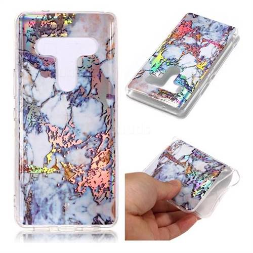 Gold Plating Marble Pattern Bright Color Laser Soft TPU Case for HTC U12+
