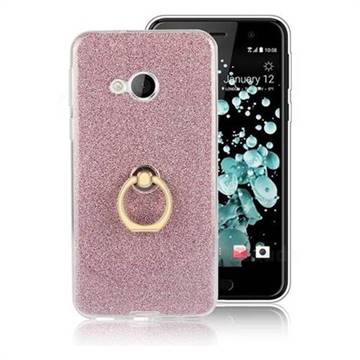 Luxury Soft TPU Glitter Back Ring Cover with 360 Rotate Finger Holder Buckle for HTC U Play / HTC Alpine - Pink
