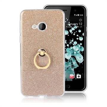 Luxury Soft TPU Glitter Back Ring Cover with 360 Rotate Finger Holder Buckle for HTC U Play / HTC Alpine - Golden