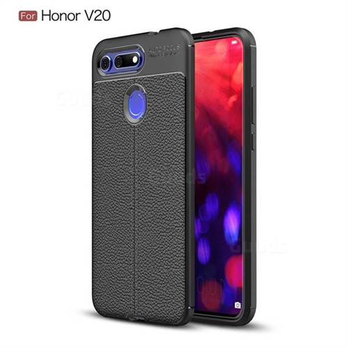 Luxury Auto Focus Litchi Texture Silicone TPU Back Cover for Huawei Honor View 20 / V20 - Black