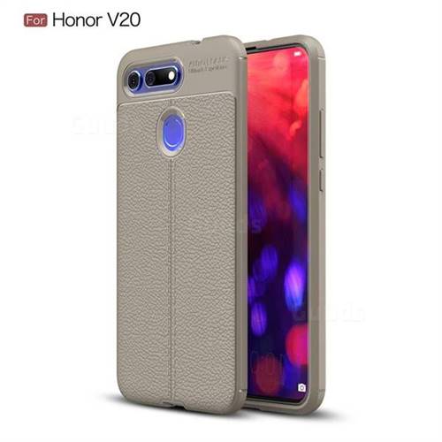 Luxury Auto Focus Litchi Texture Silicone TPU Back Cover for Huawei Honor View 20 / V20 - Gray