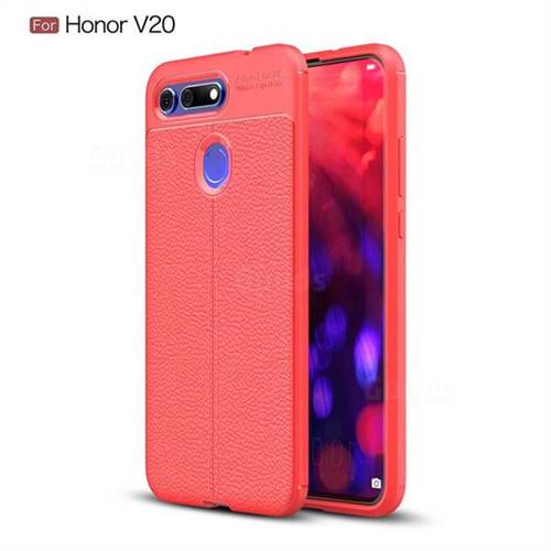 Luxury Auto Focus Litchi Texture Silicone TPU Back Cover for Huawei Honor View 20 / V20 - Red