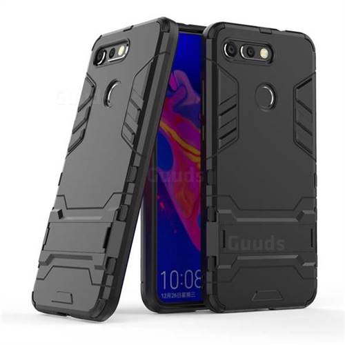 Armor Premium Tactical Grip Kickstand Shockproof Dual Layer Rugged Hard Cover for Huawei Honor View 20 / V20 - Black