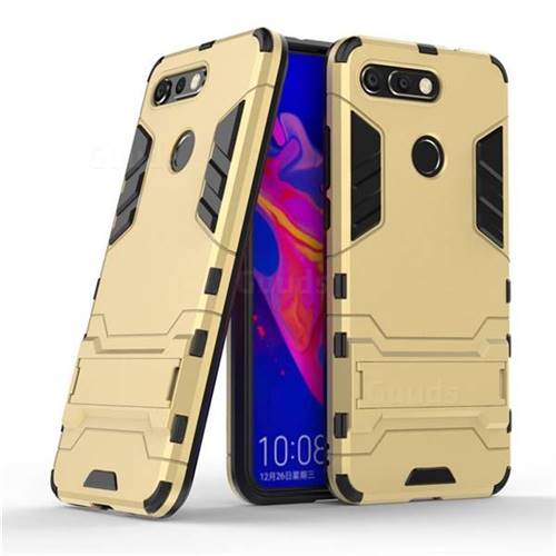 Armor Premium Tactical Grip Kickstand Shockproof Dual Layer Rugged Hard Cover for Huawei Honor View 20 / V20 - Golden