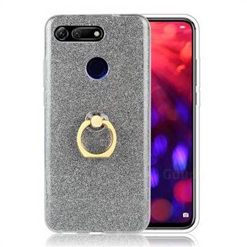 Luxury Soft TPU Glitter Back Ring Cover with 360 Rotate Finger Holder Buckle for Huawei Honor View 20 / V20 - Black