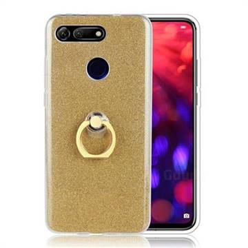 Luxury Soft TPU Glitter Back Ring Cover with 360 Rotate Finger Holder Buckle for Huawei Honor View 20 / V20 - Golden