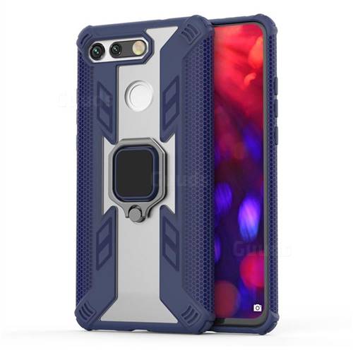 Predator Armor Metal Ring Grip Shockproof Dual Layer Rugged Hard Cover for Huawei Honor View 20 / V20 - Blue