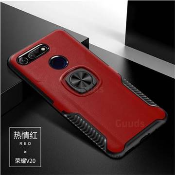 Knight Armor Anti Drop PC + Silicone Invisible Ring Holder Phone Cover for Huawei Honor View 20 / V20 - Red