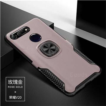Knight Armor Anti Drop PC + Silicone Invisible Ring Holder Phone Cover for Huawei Honor View 20 / V20 - Rose Gold