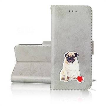 Retro Leather Phone Wallet Case with Aluminum Alloy Patch for Huawei Honor View 20 / V20 - Gray