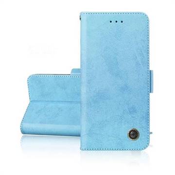 Retro Classic Leather Phone Wallet Case Cover for Huawei Honor View 20 / V20 - Light Blue