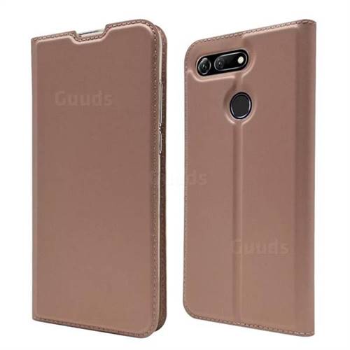 Ultra Slim Card Magnetic Automatic Suction Leather Wallet Case for Huawei Honor View 20 / V20 - Rose Gold