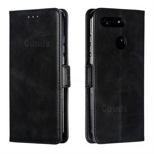 Retro Classic Calf Pattern Leather Wallet Phone Case for Huawei Honor View 20 / V20 - Black
