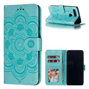 Intricate Embossing Datura Solar Leather Wallet Case for Huawei Honor View 20 / V20 - Green