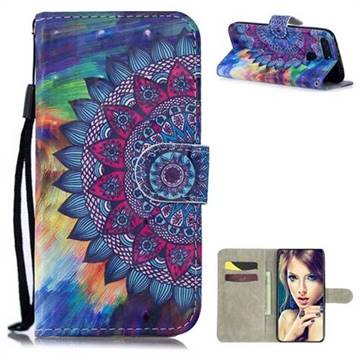 Oil Painting Mandala 3D Painted Leather Wallet Phone Case for Huawei Honor View 20 / V20