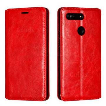 Retro Slim Magnetic Crazy Horse PU Leather Wallet Case for Huawei Honor View 20 / V20 - Red