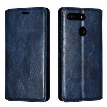 Retro Slim Magnetic Crazy Horse PU Leather Wallet Case for Huawei Honor View 20 / V20 - Blue