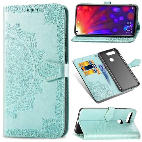 Embossing Imprint Mandala Flower Leather Wallet Case for Huawei Honor View 20 / V20 - Green