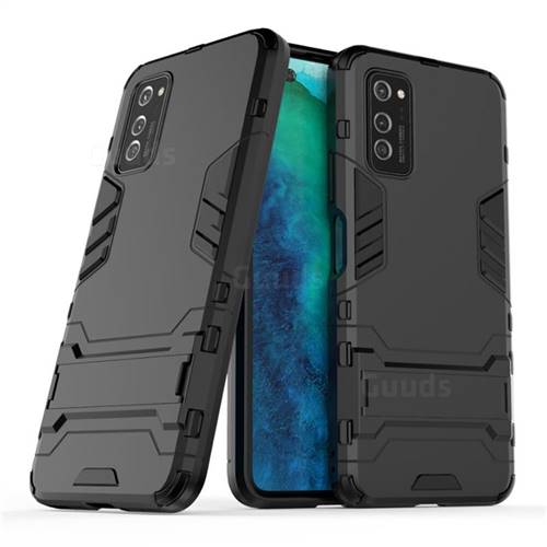 Armor Premium Tactical Grip Kickstand Shockproof Dual Layer Rugged Hard Cover for Huawei Honor View 30 / V30 - Black