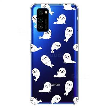 White Sea Lions Super Clear Soft TPU Back Cover for Huawei Honor View 30 / V30