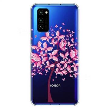 Pink Butterfly Tree Super Clear Soft TPU Back Cover for Huawei Honor View 30 / V30