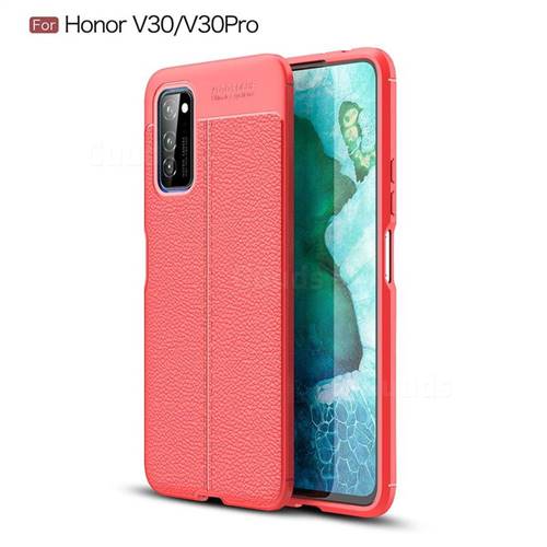Luxury Auto Focus Litchi Texture Silicone TPU Back Cover for Huawei Honor View 30 Pro / V30 Pro - Red