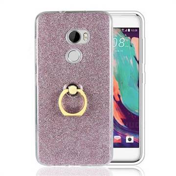 Luxury Soft TPU Glitter Back Ring Cover with 360 Rotate Finger Holder Buckle for HTC One X10 X 10 - Pink
