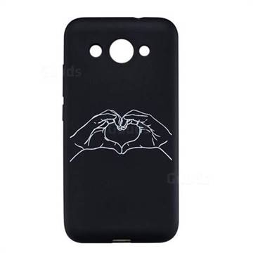 Heart Hand Stick Figure Matte Black TPU Phone Cover for Huawei Y3 (2017)