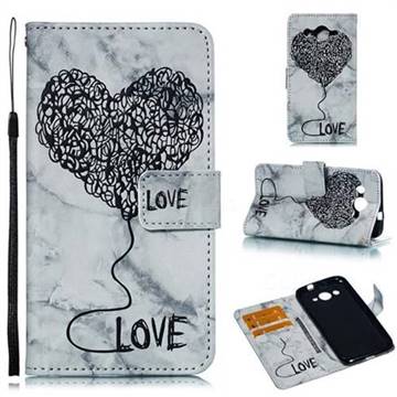 Marble Heart PU Leather Wallet Phone Case for Huawei Y3 (2017) - Black