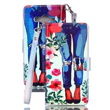 Jeans Flower Blue Ray Light PU Leather Wallet Case for Huawei Y3 (2017)