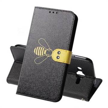Silk Texture Bee Pattern Leather Phone Case for Huawei Y3 (2017) - Black