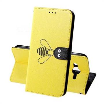 Silk Texture Bee Pattern Leather Phone Case for Huawei Y3 (2017) - Yellow