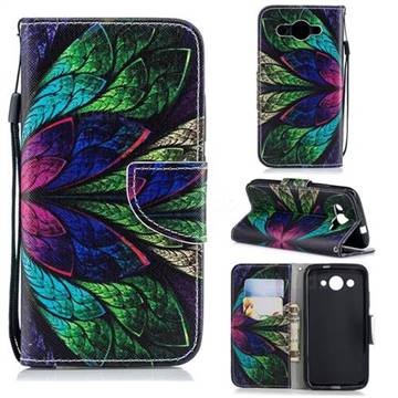 Colorful Leaves Leather Wallet Case for Huawei Y3 (2017)