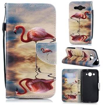 Reflection Flamingo Leather Wallet Case for Huawei Y3 (2017)