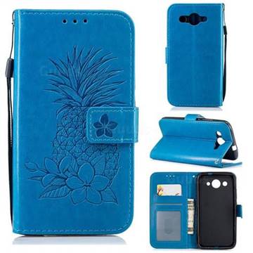 Embossing Flower Pineapple Leather Wallet Case for Huawei Y3 (2017) - Blue