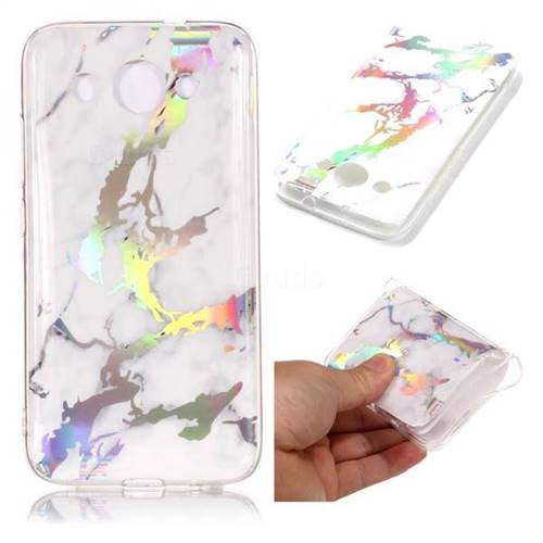 White Marble Pattern Bright Color Laser Soft TPU Case for Huawei Y3 (2018)