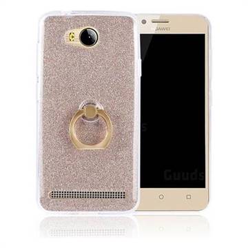 Luxury Soft TPU Glitter Back Ring Cover with 360 Rotate Finger Holder Buckle for Huawei Y3II Y3 2 Honor Bee 2 - Golden
