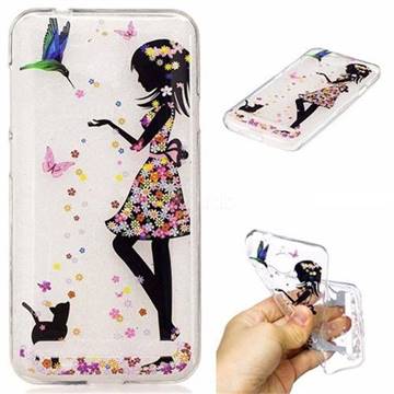 Cat Girl Flower Super Clear Soft TPU Back Cover for Huawei Y3II Y3 2 Honor Bee 2
