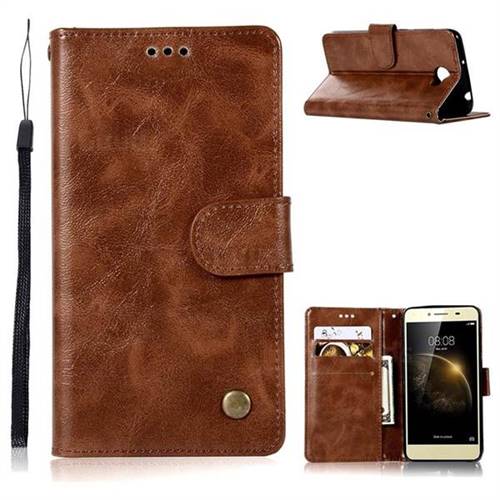 Luxury Retro Leather Wallet Case for Huawei Y3II Y3 2 Honor Bee 2 - Brown