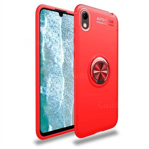 Auto Focus Invisible Ring Holder Soft Phone Case for Huawei Y5 (2019) - Red