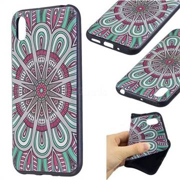 Mandala 3D Embossed Relief Black Soft Back Cover for Huawei Y5 (2019)