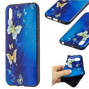Golden Butterflies 3D Embossed Relief Black Soft Back Cover for Huawei Y5 (2019)